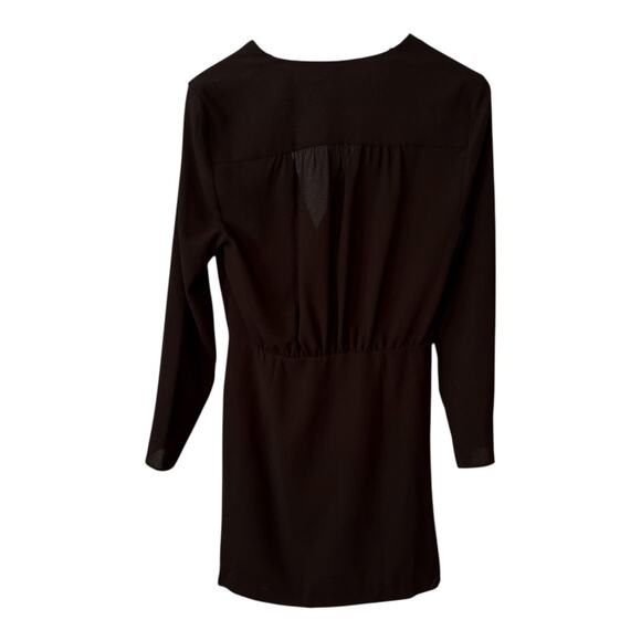 Zara Black Covktail Dress - Long Sleeve Plunge Wrap Bodycon - Small - Picture 4 of 7